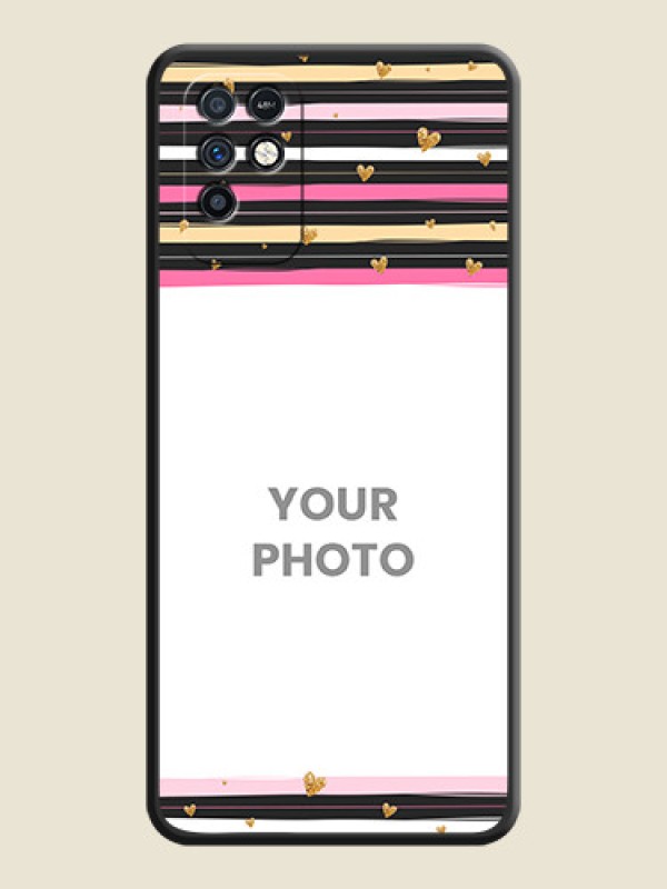 Custom Multicolor Lines and Golden Love Symbols Design on Photo on Space Black Soft Matte Mobile Cover - Infinix Note 10 - alternate view