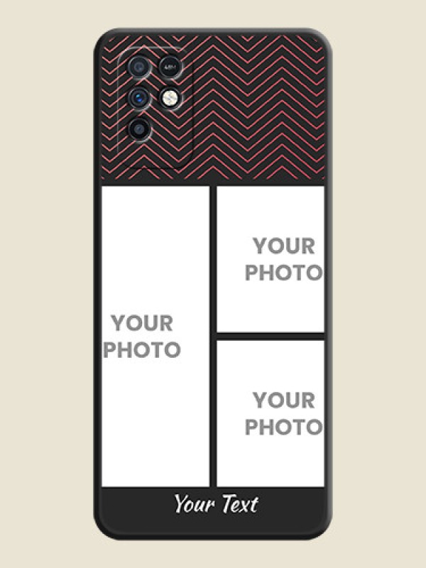 Custom Wave Pattern with 3 Image Holder on Space Black Custom Soft Matte Back Cover - Infinix Note 10 - alternate view