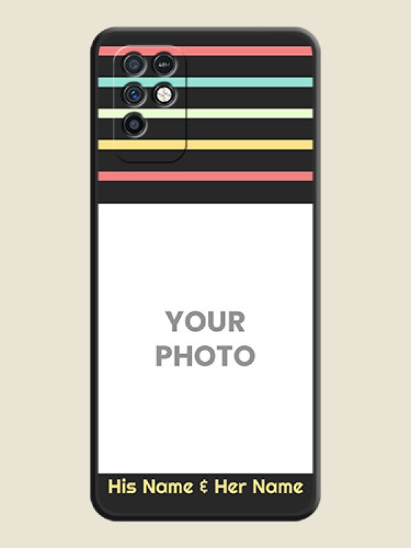 Custom Color Stripes with Photo and Text on Photo on Space Black Soft Matte Mobile Case - Infinix Note 10 - alternate view