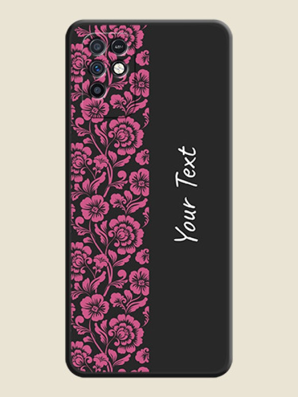 Custom Pink Floral Pattern Design With Custom Text On Space Black Personalized Soft Matte Phone Covers -Infinix Note 10 - alternate view