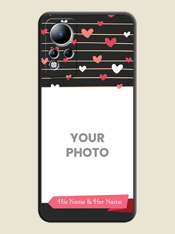 Custom Love Pattern with Name on Pink Ribbon on Photo on Space Black Soft Matte Back Cover - Infinix Note 11 - alternate view