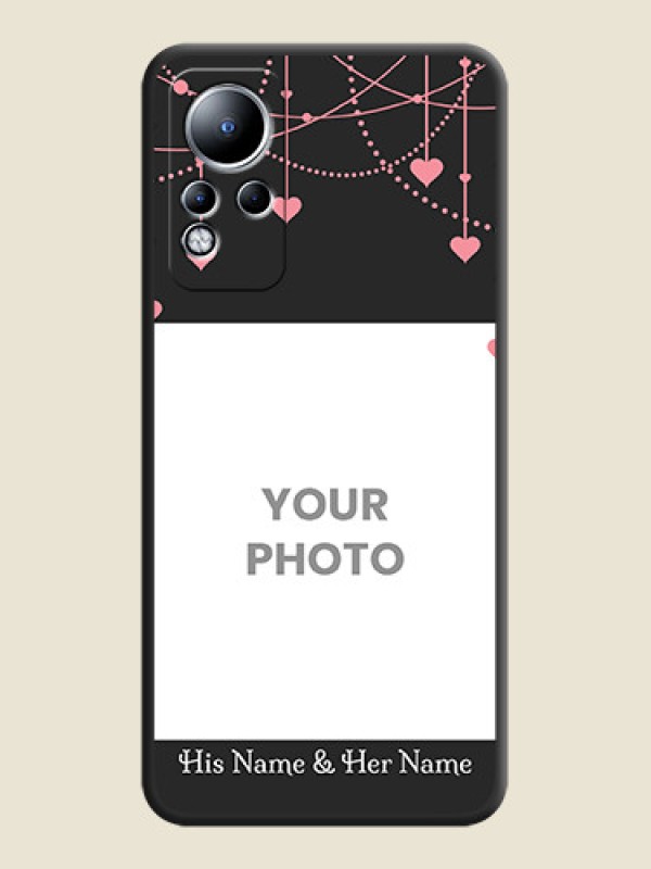 Custom Pink Love Hangings with Text on Space Black Custom Soft Matte Back Cover - Infinix Note 11 - alternate view