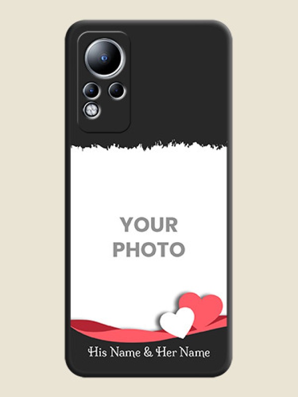 Custom Pin Color Love Shaped Ribbon Design with Text on Space Black Custom Soft Matte Phone Back Cover - Infinix Note 11 - alternate view