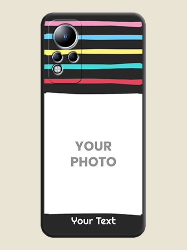 Custom Multicolor Lines with Image on Space Black Personalized Soft Matte Phone Covers - Infinix Note 11 - alternate view