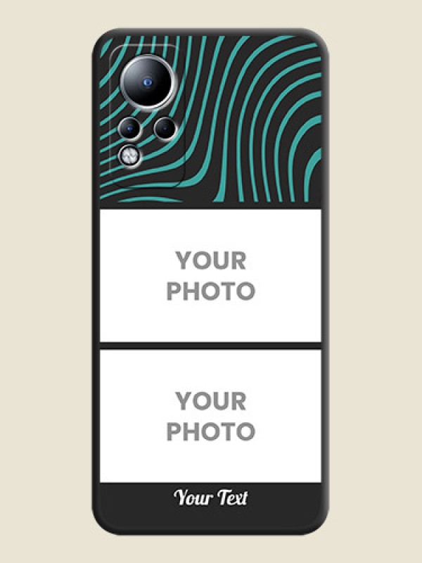 Custom Wave Pattern with 2 Image Holder on Space Black Personalized Soft Matte Phone Covers - Infinix Note 11 - alternate view
