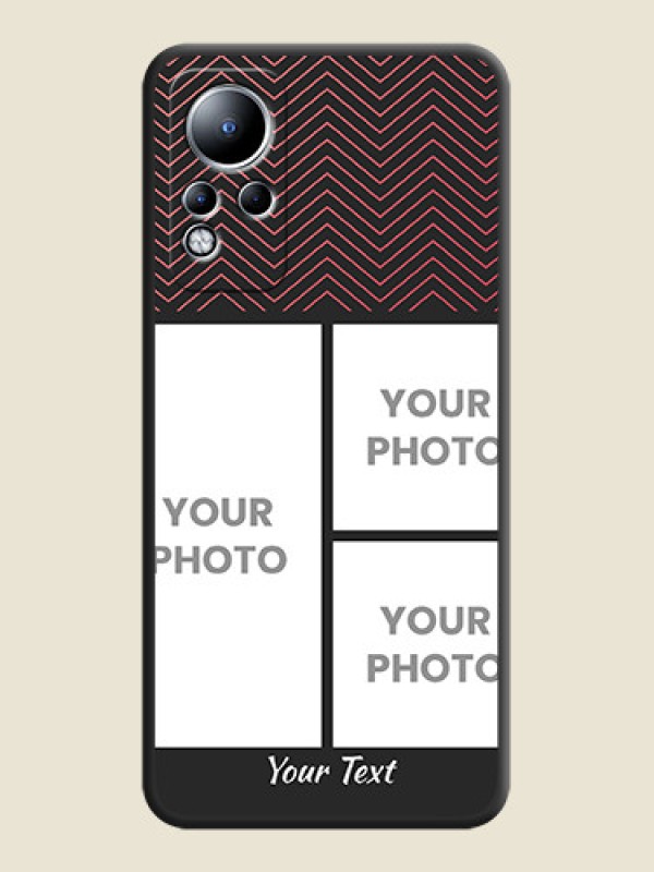 Custom Wave Pattern with 3 Image Holder on Space Black Custom Soft Matte Back Cover - Infinix Note 11 - alternate view