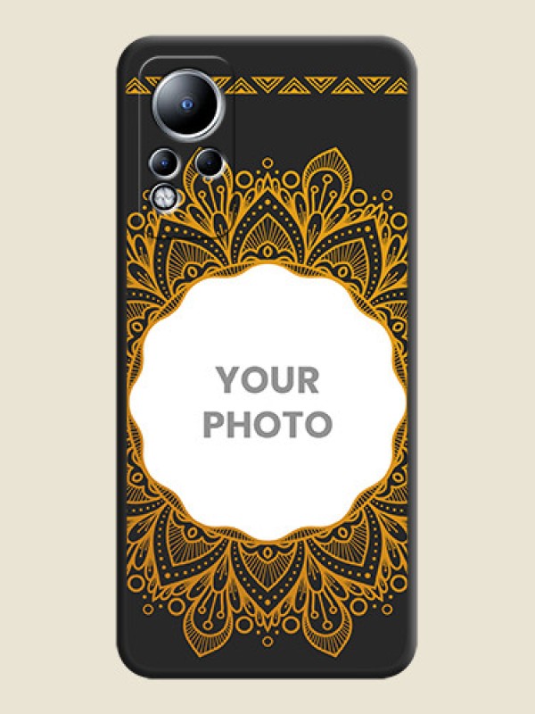 Custom Round Image with Floral Design on Photo on Space Black Soft Matte Mobile Cover - Infinix Note 11 - alternate view