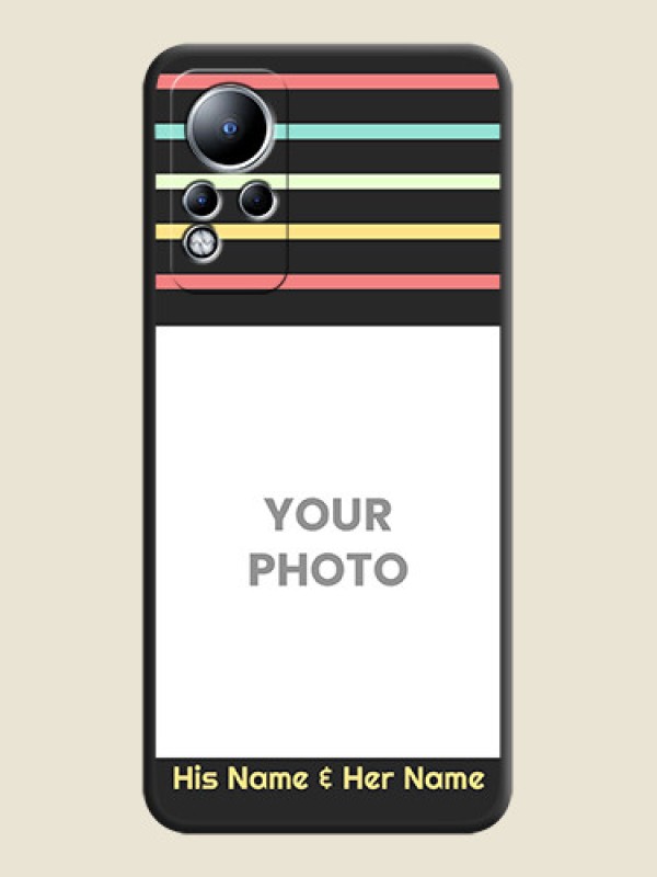 Custom Color Stripes with Photo and Text on Photo on Space Black Soft Matte Mobile Case - Infinix Note 11 - alternate view