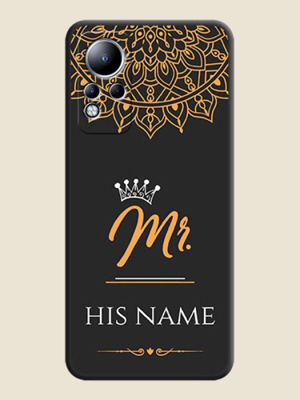 Custom Mr Name with Floral Design on Personalised Space Black Soft Matte Cases - Infinix Note 11 - alternate view