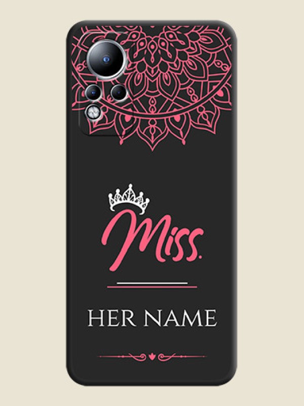 Custom Mrs Name with Floral Design on Space Black Personalized Soft Matte Phone Covers - Infinix Note 11 - alternate view