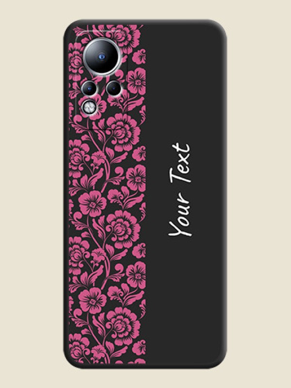 Custom Pink Floral Pattern Design With Custom Text On Space Black Personalized Soft Matte Phone Covers -Infinix Note 11 - alternate view