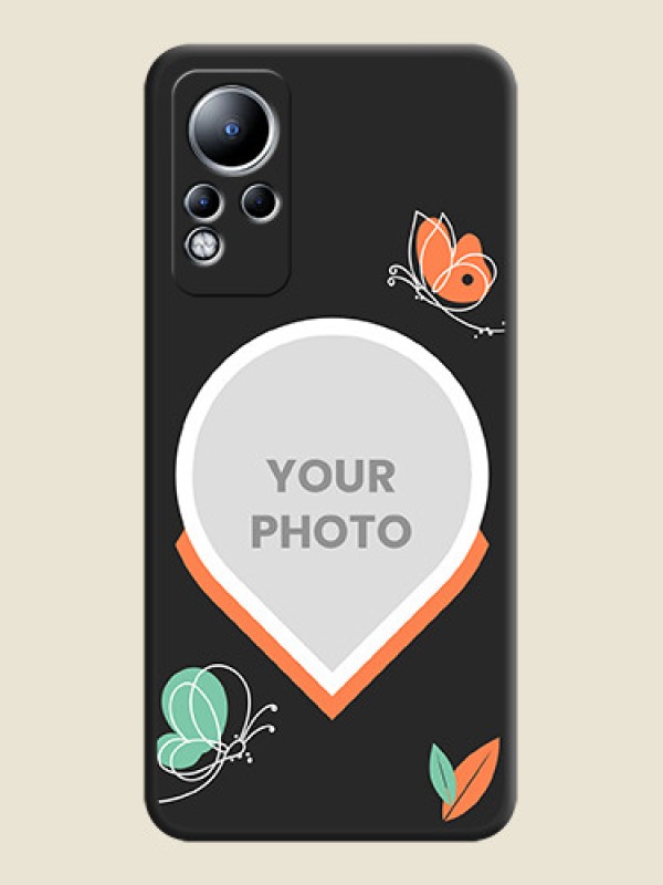 Custom Upload Pic With Simple Butterly Design On Space Black Personalized Soft Matte Phone Covers -Infinix Note 11 - alternate view