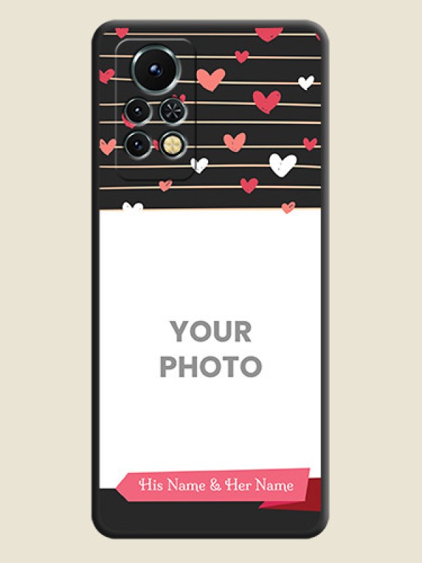 Custom Love Pattern with Name on Pink Ribbon on Photo on Space Black Soft Matte Back Cover - Infinix Note 11s - alternate view