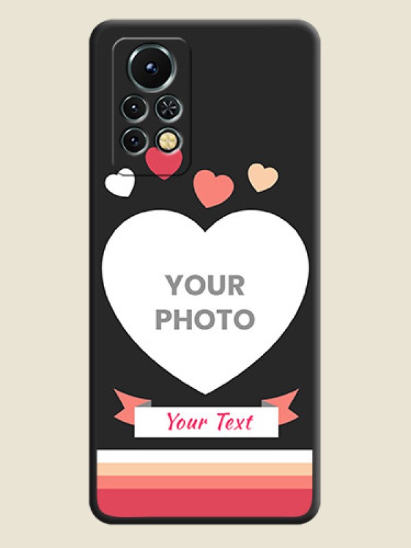 Custom Love Shaped Photo with Colorful Stripes on Personalised Space Black Soft Matte Cases - Infinix Note 11s - alternate view