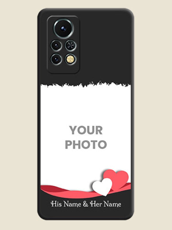 Custom Pin Color Love Shaped Ribbon Design with Text on Space Black Custom Soft Matte Phone Back Cover - Infinix Note 11s - alternate view
