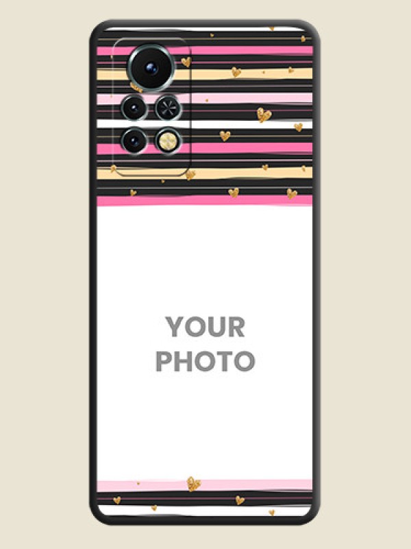 Custom Multicolor Lines and Golden Love Symbols Design on Photo on Space Black Soft Matte Mobile Cover - Infinix Note 11s - alternate view