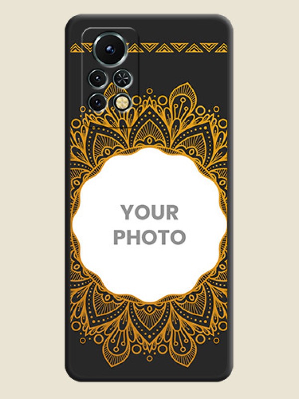 Custom Round Image with Floral Design on Photo on Space Black Soft Matte Mobile Cover - Infinix Note 11s - alternate view