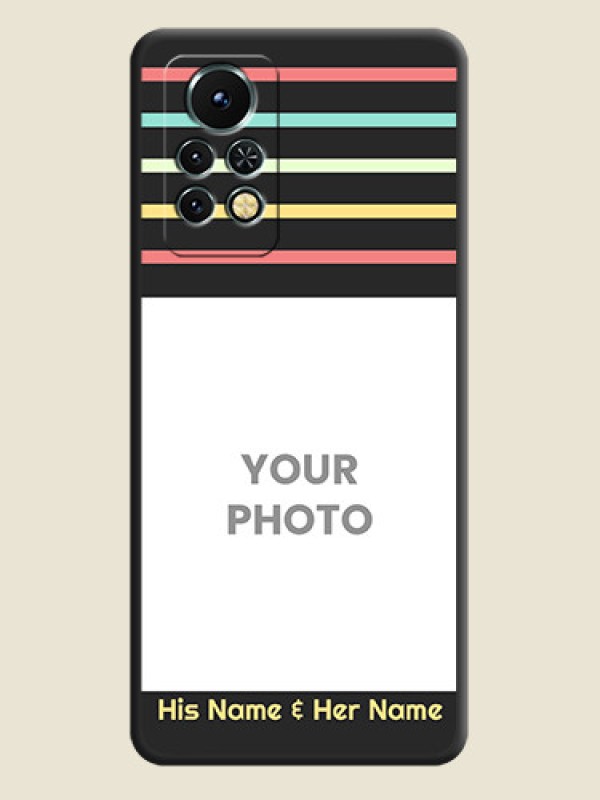 Custom Color Stripes with Photo and Text on Photo on Space Black Soft Matte Mobile Case - Infinix Note 11s - alternate view