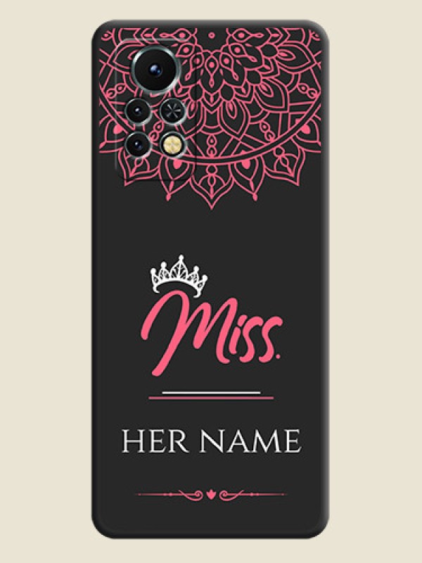 Custom Mrs Name with Floral Design on Space Black Personalized Soft Matte Phone Covers - Infinix Note 11s - alternate view