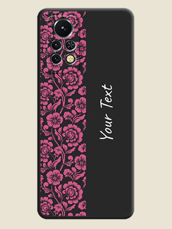 Custom Pink Floral Pattern Design With Custom Text On Space Black Personalized Soft Matte Phone Covers -Infinix Note 11S - alternate view
