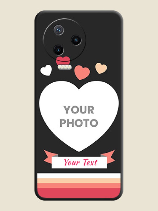 Custom Love Shaped Photo with Colorful Stripes on Personalised Space Black Soft Matte Cases - Infinix Note 12 Pro - alternate view