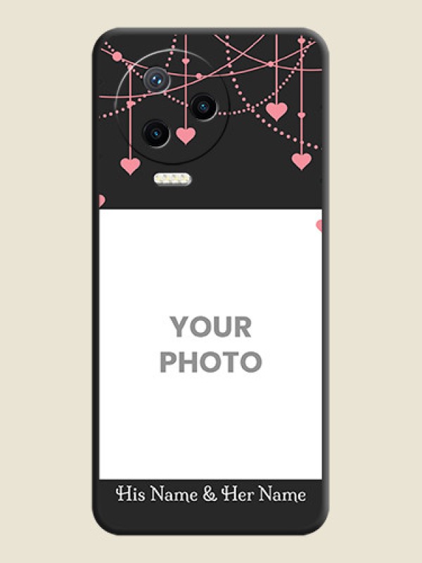 Custom Pink Love Hangings with Text on Space Black Custom Soft Matte Back Cover - Infinix Note 12 Pro - alternate view