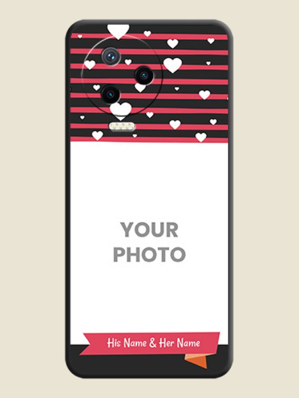 Custom White Color Love Symbols with Pink Lines Pattern on Space Black Custom Soft Matte Phone Cases - Infinix Note 12 Pro - alternate view