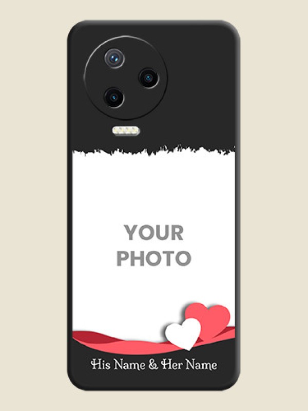 Custom Pink Color Love Shaped Ribbon Design with Text on Space Black Custom Soft Matte Phone Back Cover - Infinix Note 12 Pro - alternate view