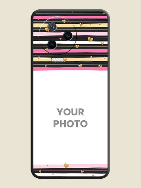 Custom Multicolor Lines and Golden Love Symbols Design - Photo on Space Black Soft Matte Mobile Cover - Infinix Note 12 Pro - alternate view
