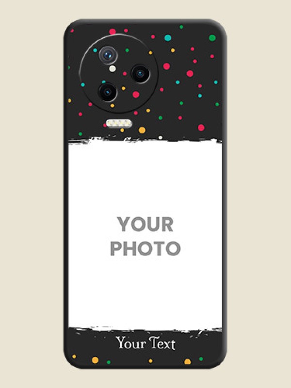 Custom Multicolor Dotted Pattern with Text on Space Black Custom Soft Matte Phone Back Cover - Infinix Note 12 Pro - alternate view