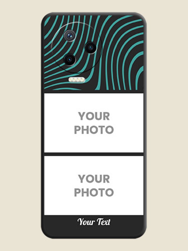 Custom Wave Pattern with 2 Image Holder on Space Black Personalized Soft Matte Phone Covers - Infinix Note 12 Pro - alternate view