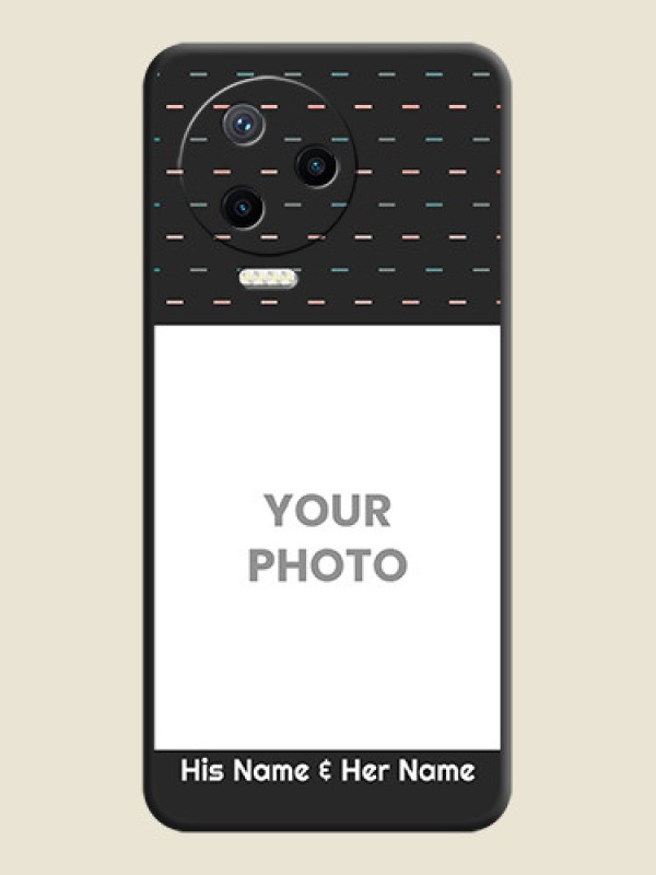 Custom Line Pattern Design with Text on Space Black Custom Soft Matte Phone Back Cover - Infinix Note 12 Pro - alternate view