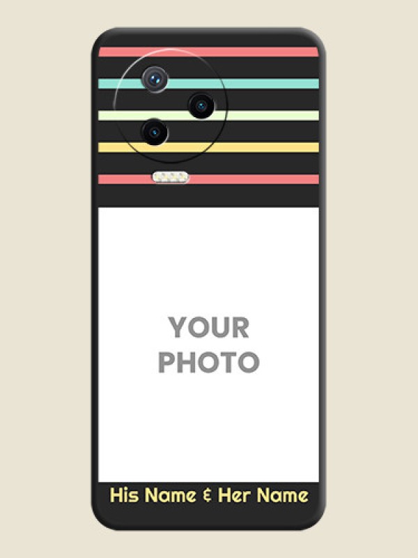 Custom Color Stripes with Photo and Text - Photo on Space Black Soft Matte Mobile Case - Infinix Note 12 Pro - alternate view