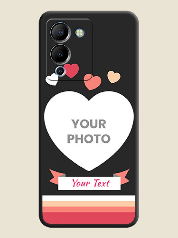 Custom Love Shaped Photo with Colorful Stripes on Personalised Space Black Soft Matte Cases - Infinix Note 12 Turbo - alternate view