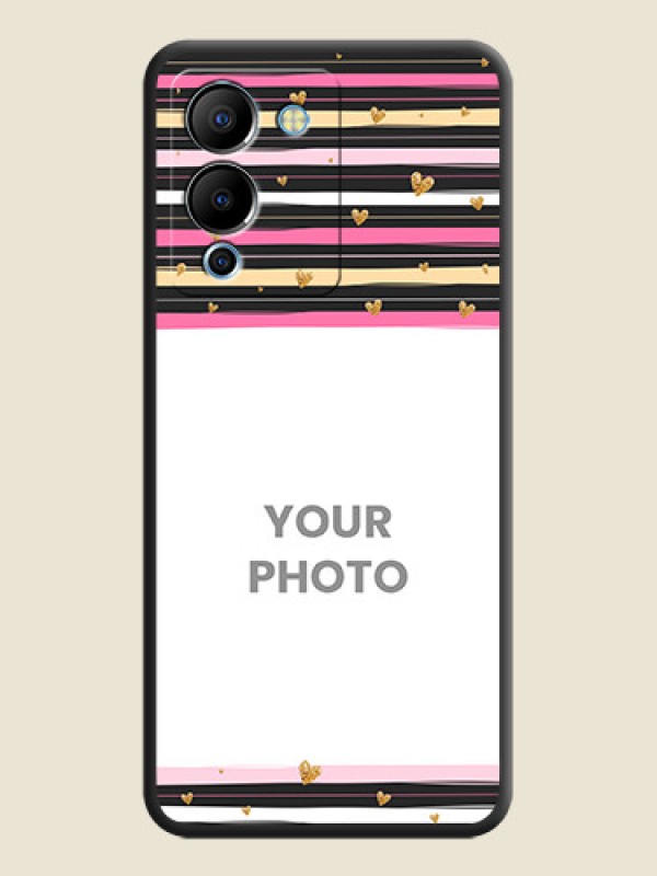 Custom Multicolor Lines and Golden Love Symbols Design on Photo on Space Black Soft Matte Mobile Cover - Infinix Note 12 Turbo - alternate view