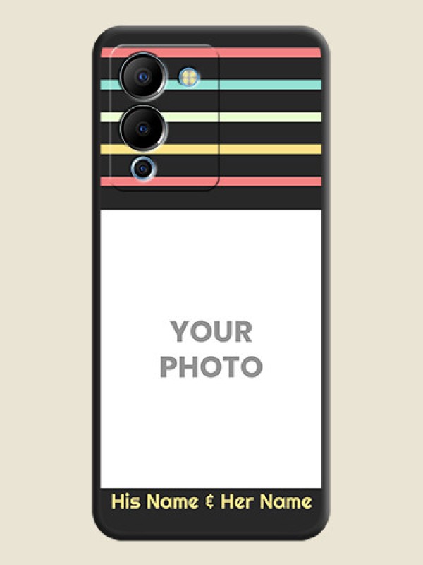 Custom Color Stripes with Photo and Text on Photo on Space Black Soft Matte Mobile Case - Infinix Note 12 Turbo - alternate view