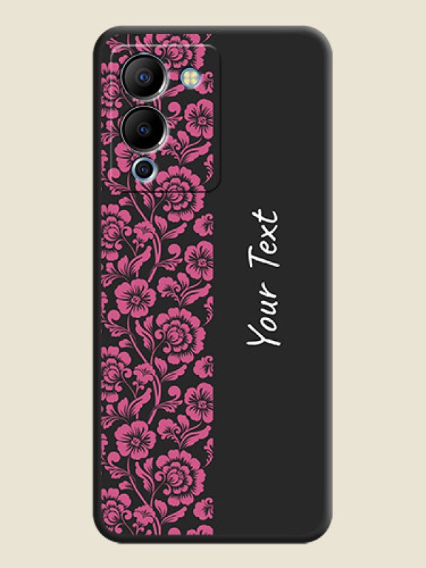 Custom Pink Floral Pattern Design With Custom Text On Space Black Personalized Soft Matte Phone Covers -Infinix Note 12 Turbo - alternate view