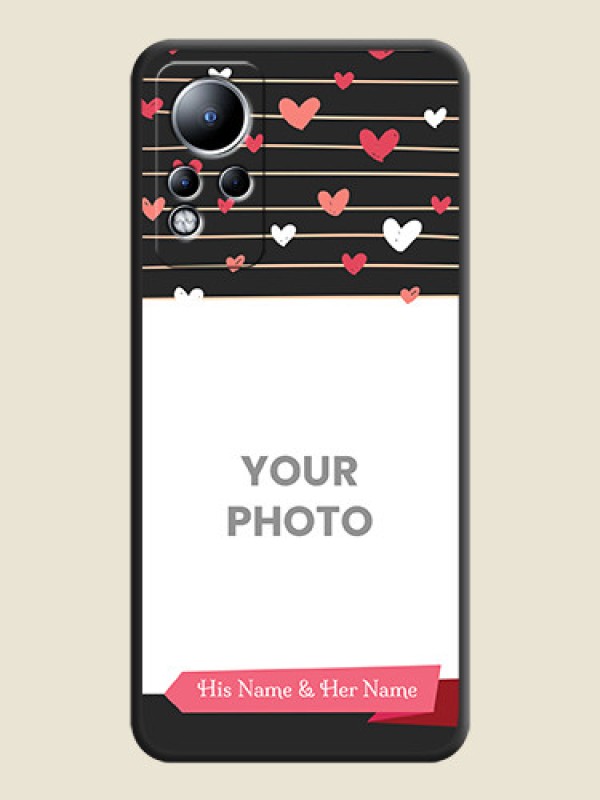 Custom Love Pattern with Name on Pink Ribbon  on Photo on Space Black Soft Matte Back Cover - Infinix Note 12 - alternate view