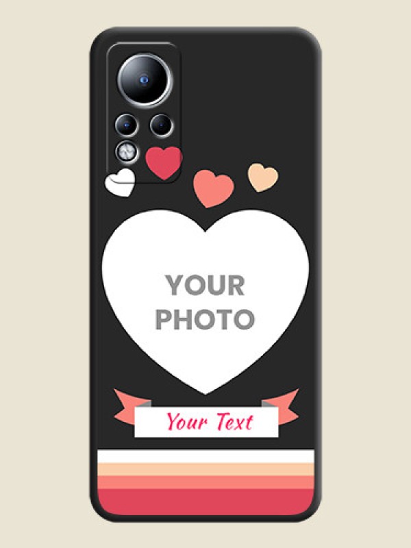 Custom Love Shaped Photo with Colorful Stripes on Personalised Space Black Soft Matte Cases - Infinix Note 12 - alternate view