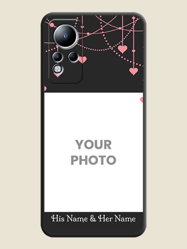 Custom Pink Love Hangings with Text on Space Black Custom Soft Matte Back Cover - Infinix Note 12 - alternate view