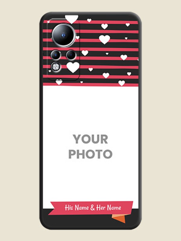 Custom White Color Love Symbols with Pink Lines Pattern on Space Black Custom Soft Matte Phone Cases - Infinix Note 12 - alternate view