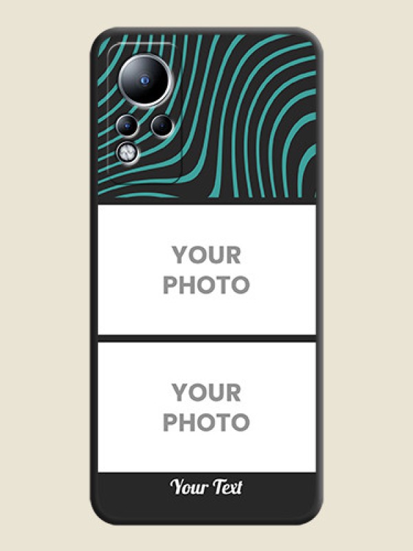 Custom Wave Pattern with 2 Image Holder on Space Black Personalized Soft Matte Phone Covers - Infinix Note 12 - alternate view
