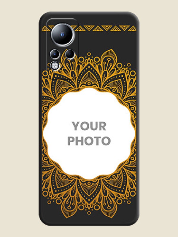Custom Round Image with Floral Design on Photo on Space Black Soft Matte Mobile Cover - Infinix Note 12 - alternate view