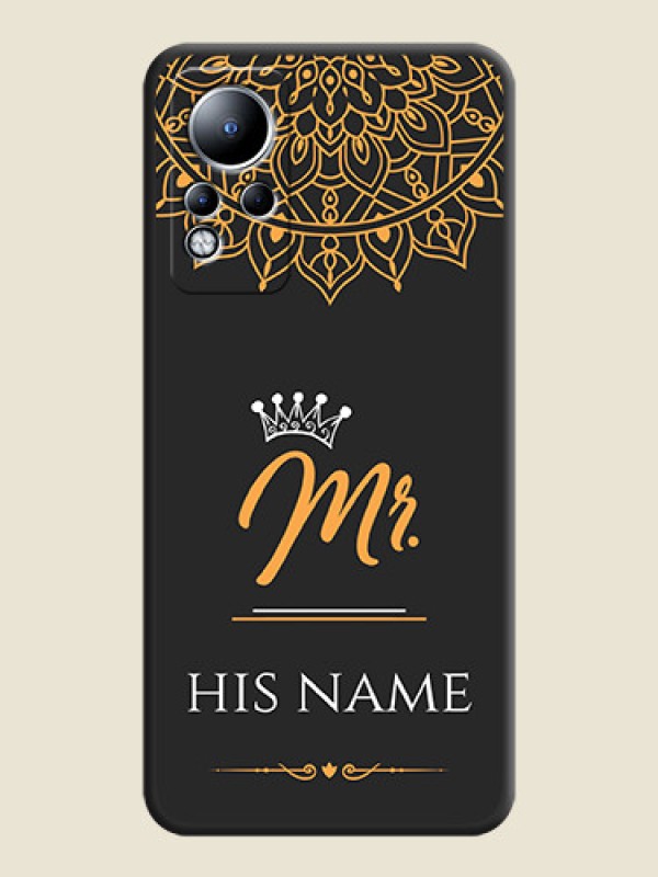 Custom Mr Name with Floral Design  on Personalised Space Black Soft Matte Cases - Infinix Note 12 - alternate view