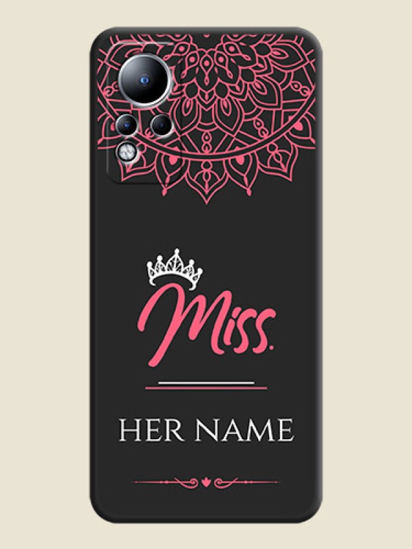 Custom Mrs Name with Floral Design on Space Black Personalized Soft Matte Phone Covers - Infinix Note 12 - alternate view