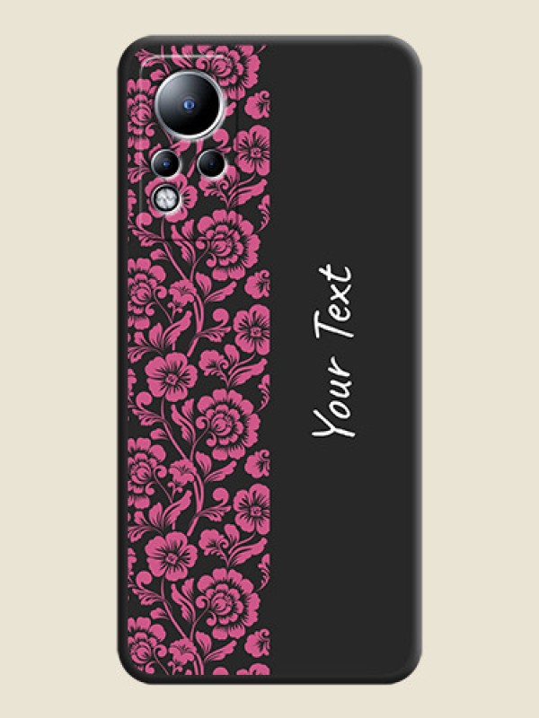 Custom Pink Floral Pattern Design With Custom Text On Space Black Personalized Soft Matte Phone Covers -Infinix Note 12 - alternate view