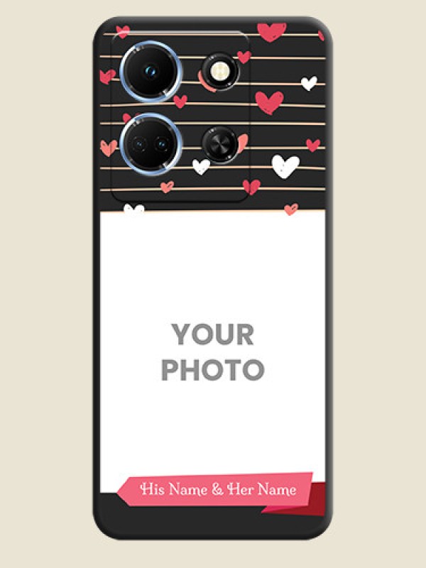 Custom Love Pattern with Name on Pink Ribbon - Photo on Space Black Soft Matte Back Cover - Infinix Note 30 5G - alternate view