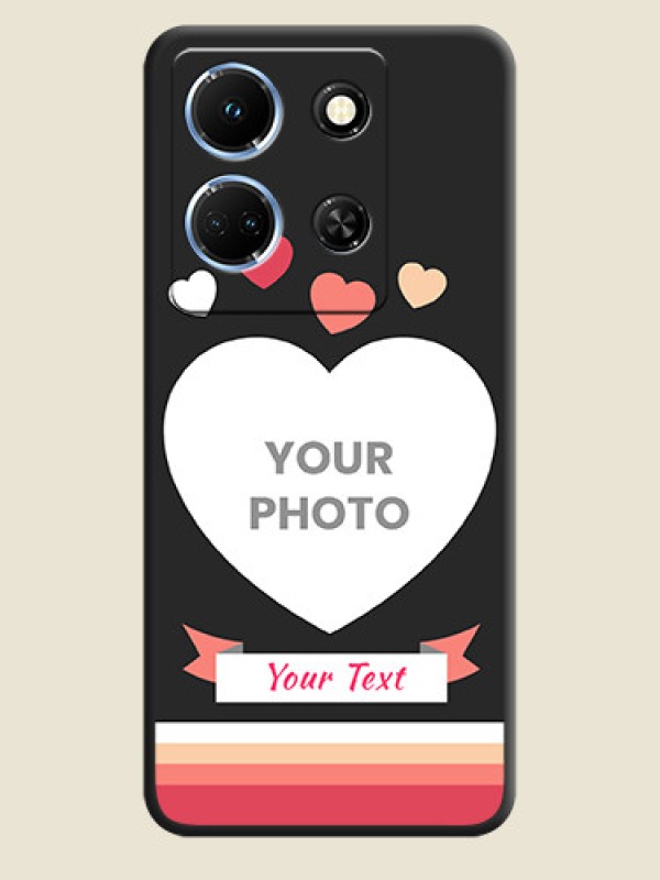 Custom Love Shaped Photo with Colorful Stripes on Personalised Space Black Soft Matte Cases - Infinix Note 30 5G - alternate view
