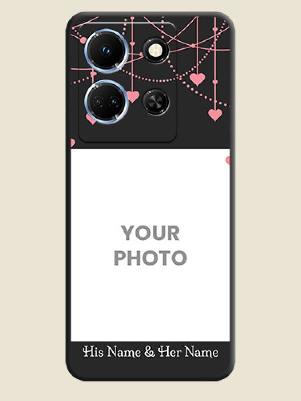 Custom Pink Love Hangings with Text on Space Black Custom Soft Matte Back Cover - Infinix Note 30 5G - alternate view