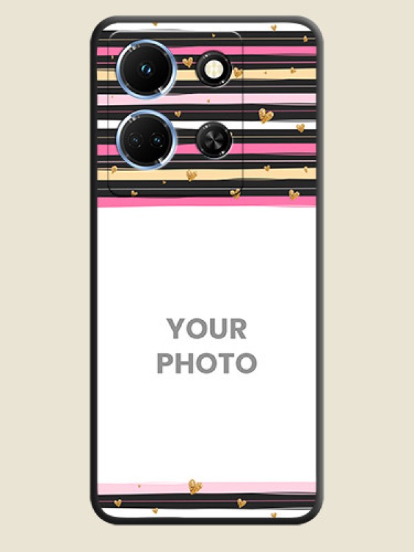 Custom Multicolor Lines and Golden Love Symbols Design - Photo on Space Black Soft Matte Mobile Cover - Infinix Note 30 5G - alternate view